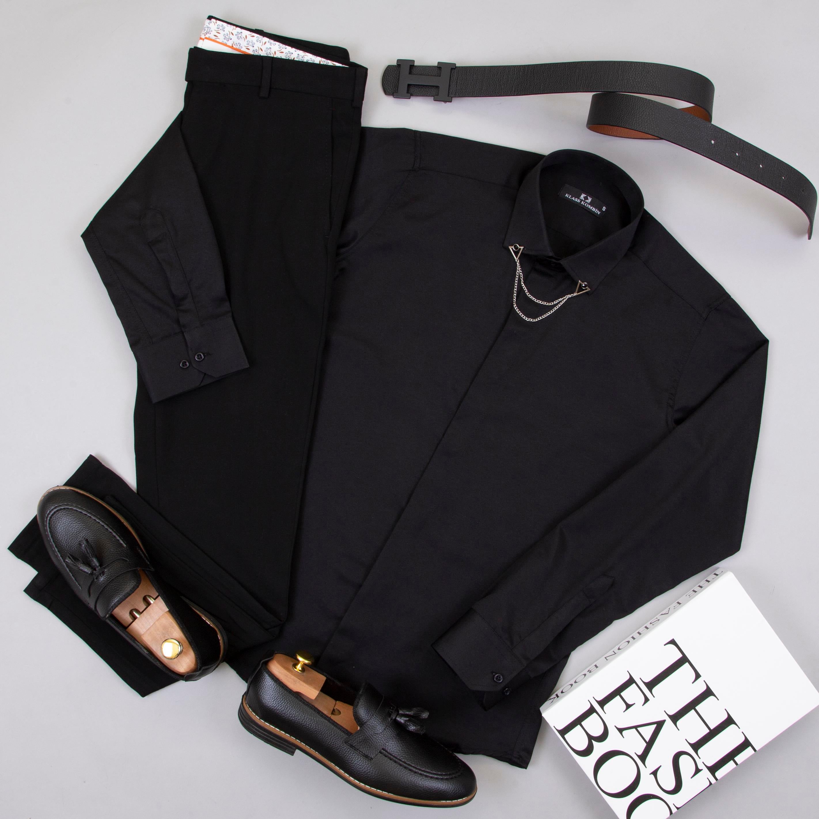 Siyah Gömlek Siyah Pantolon Ayakkabı Kombin