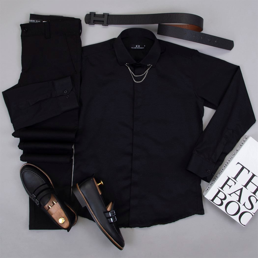 Siyah Gömlek Siyah Pantolon Ayakkabı Kombin