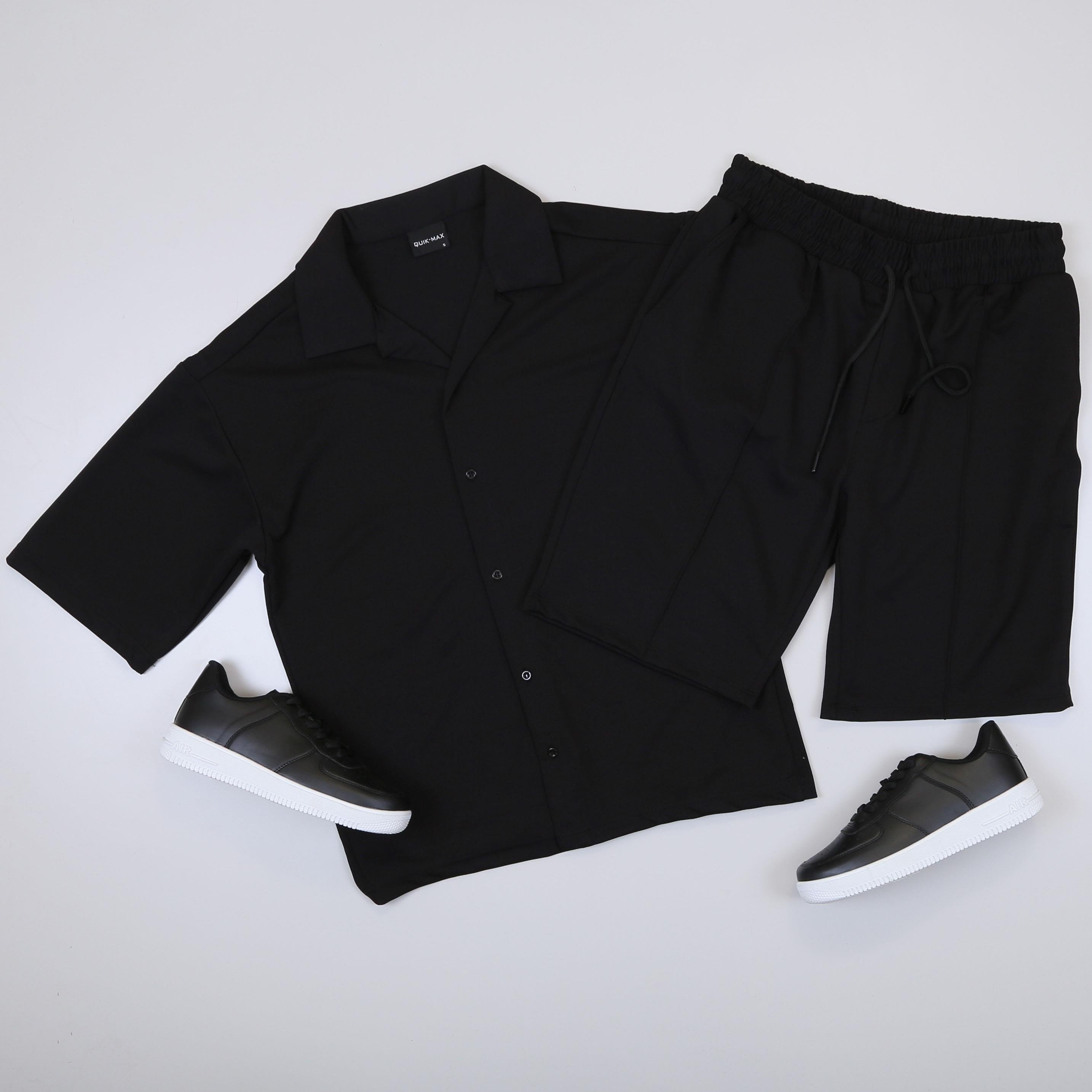 Siyah Gömlek Şort  Ayakkabı Kombin