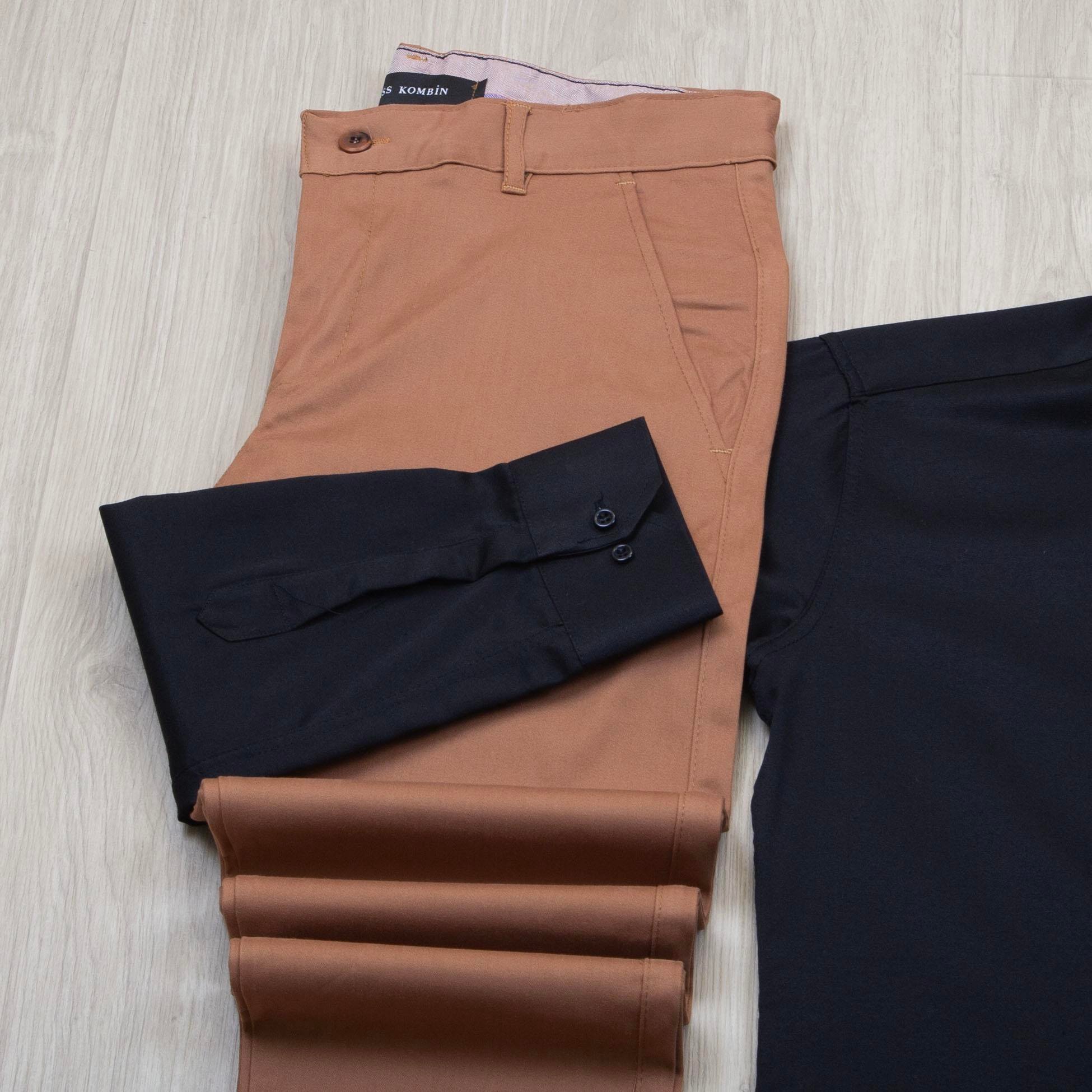 Siyah Gömlek Taba Pantolon Kombin