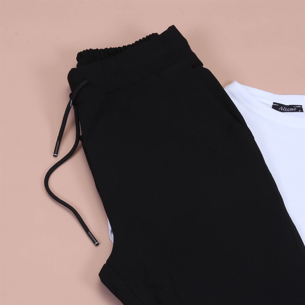 Siyah Jagger Tshirt 3Bant Ayakkabı Kombini