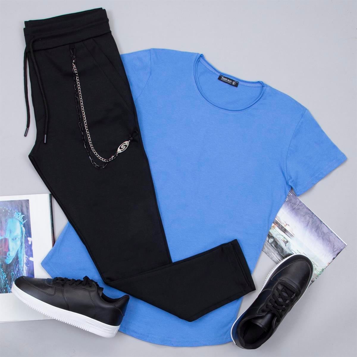 Siyah Jogger Pantolon Tişört Ayakkabı Kombin