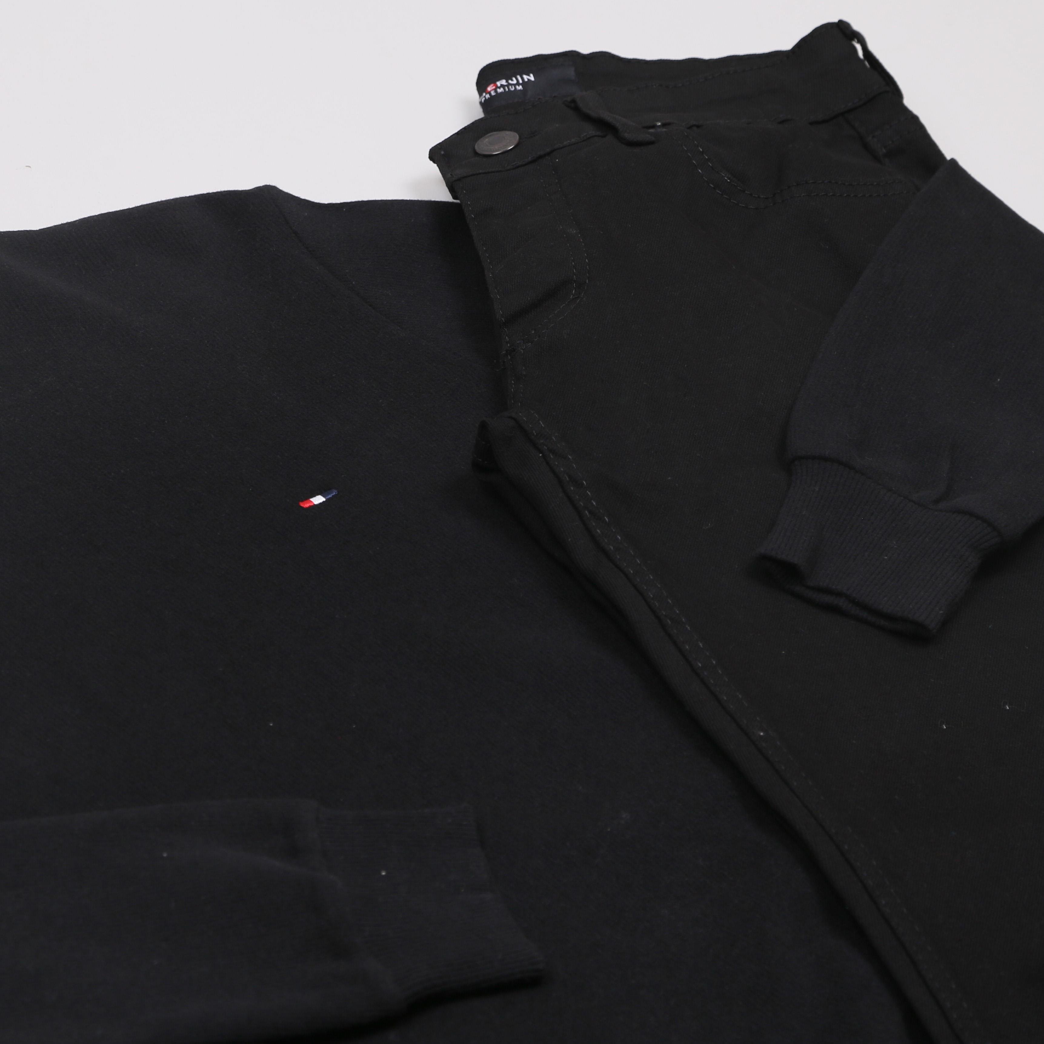 Siyah Kazak Kot Pantolon Bot Kombini