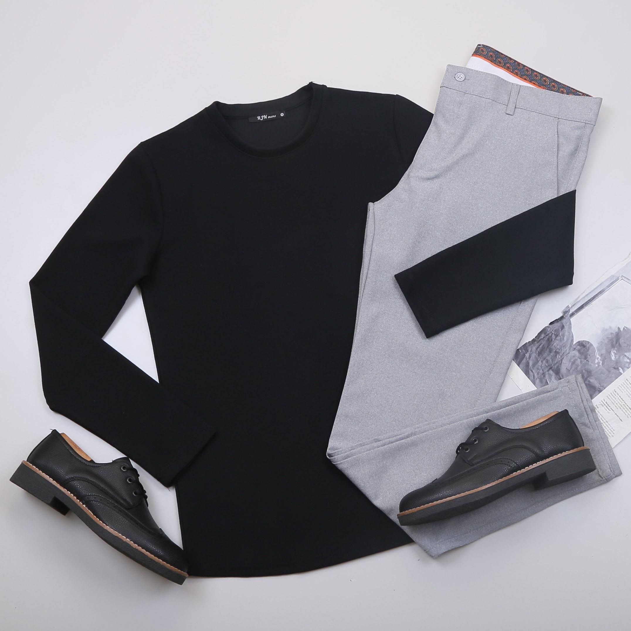 Siyah Kazak Pantolon Ayakkabı Kombin