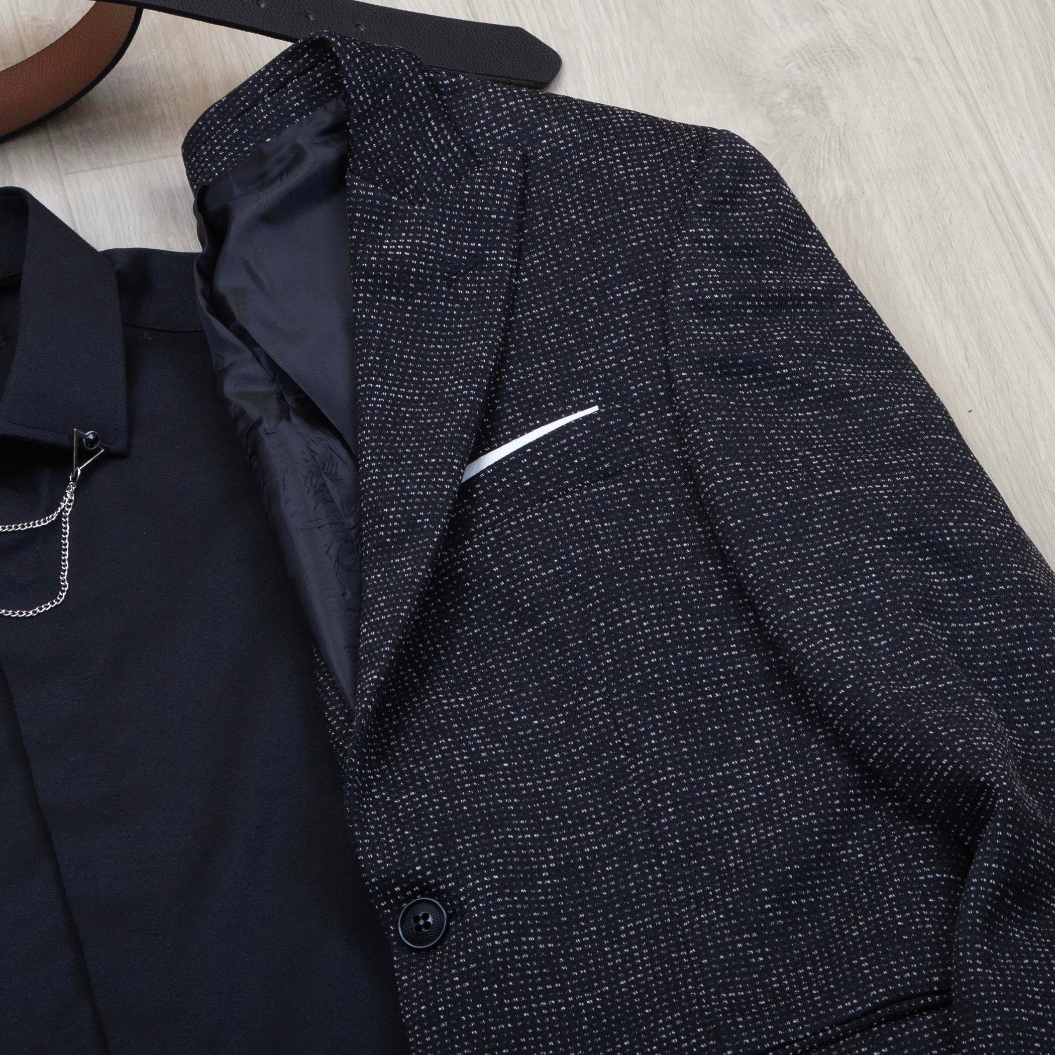 Siyah Kırçıllı Blazer Ceket Gömlek Pantolon Ayakkabı Kombin