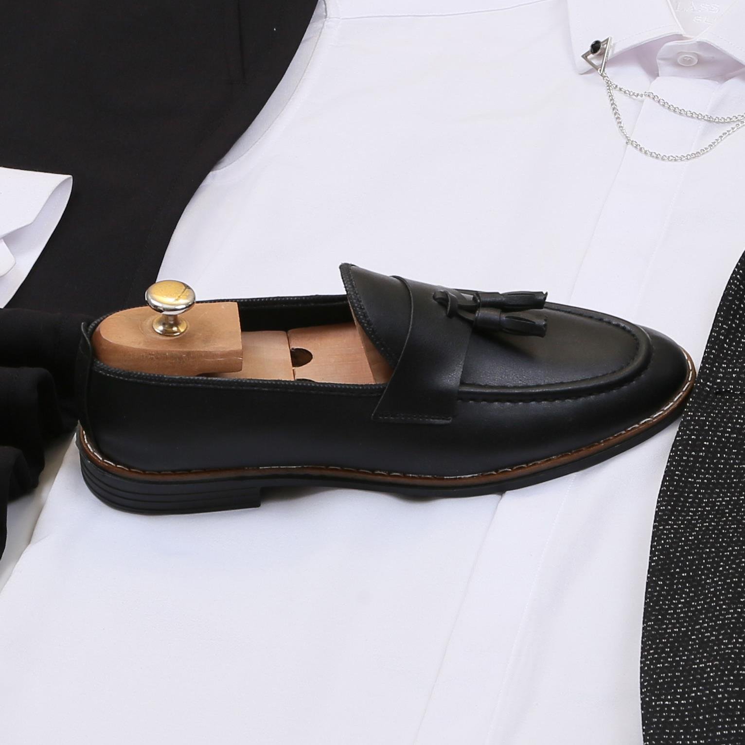 Siyah Kırçıllı  Blazer Ceket Gömlek Pantolon Ayakkabı Kombin