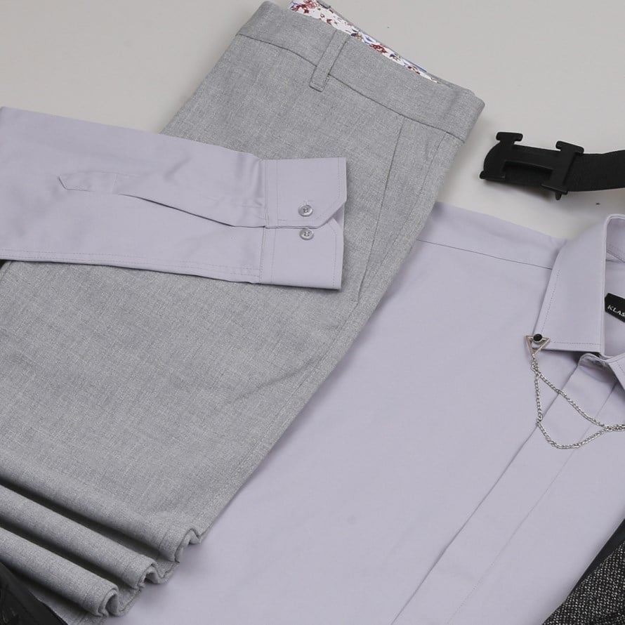 Siyah Kırçıllı  Blazer Ceket Gri Gömlek Gri Pantolon  Ayakkabı Kombin