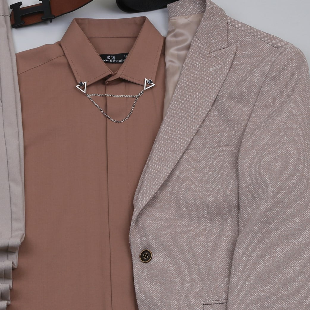 Siyah Kırçıllı  Blazer Cekt Gri Gömlek Gri Pantolon  Ayakkabı Kombin