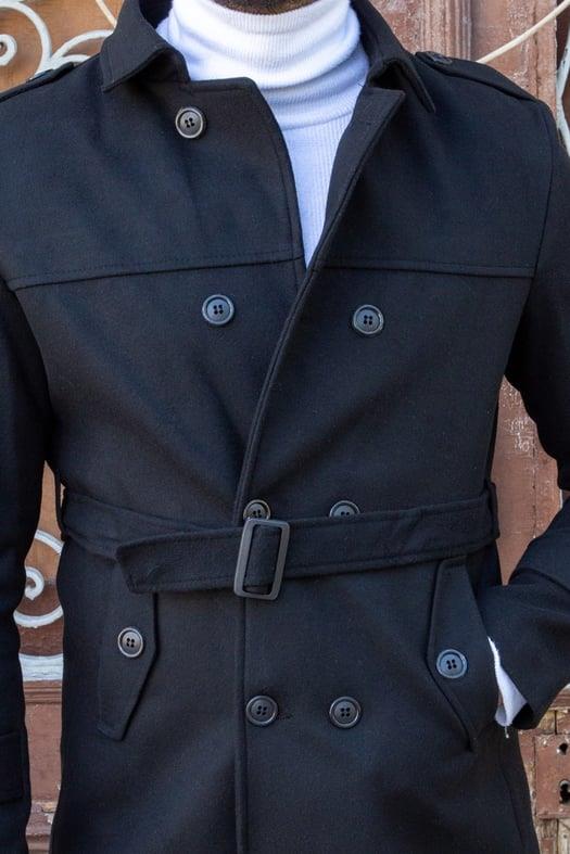 Черно Палто с Колан                                  