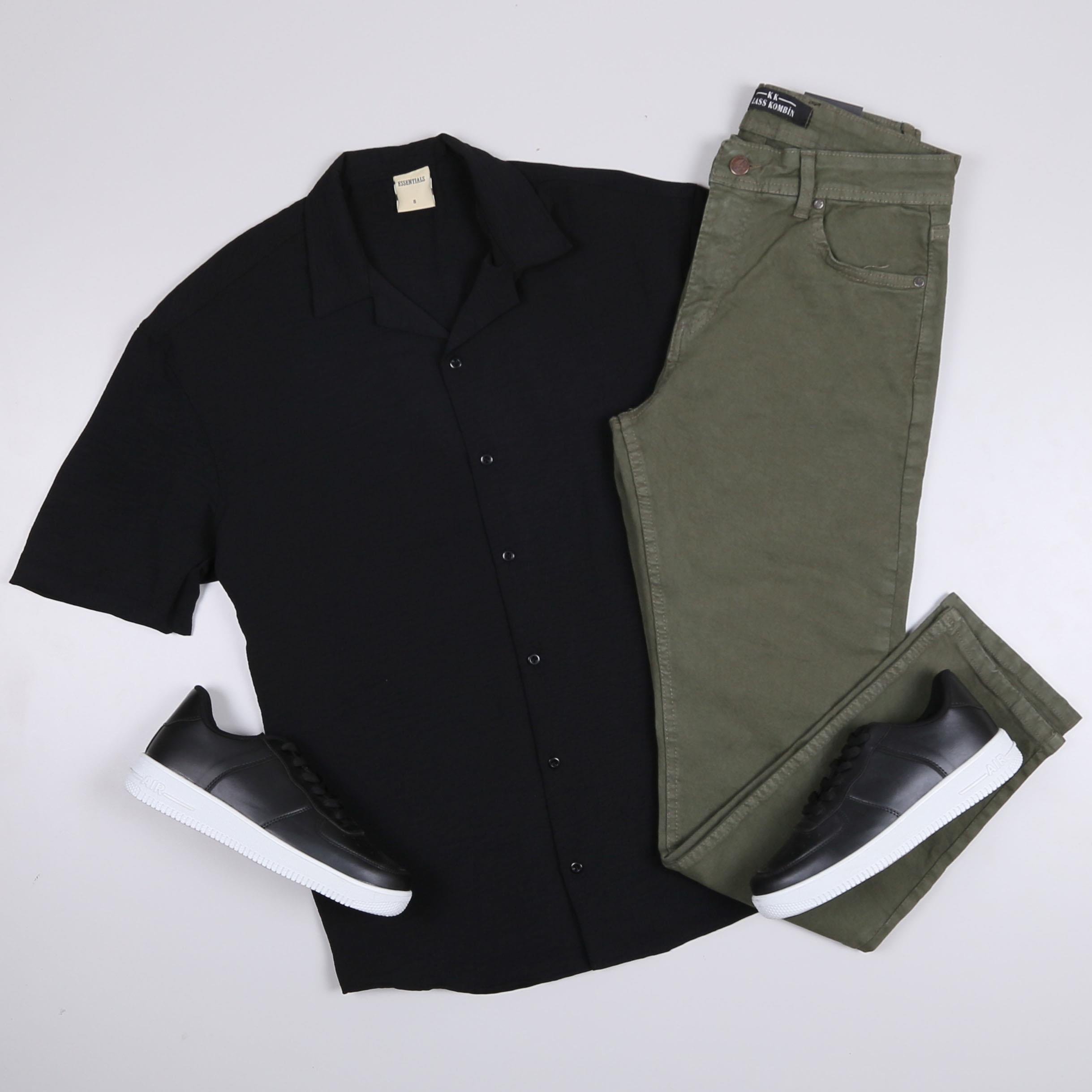 Siyah Kısa Kol Gömlek Pantolon Ayakkabı Kombin