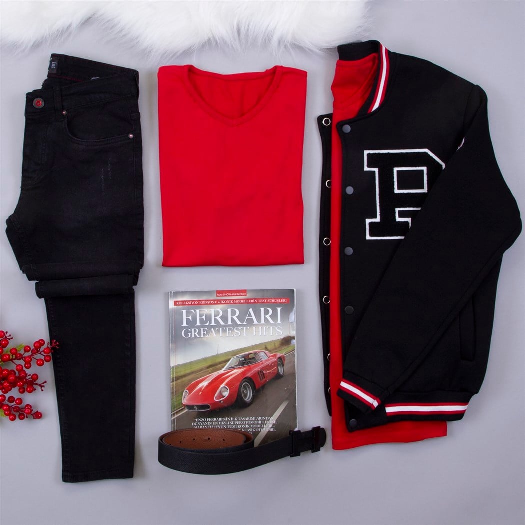 Siyah Kolej Ceket Body Pantolon Kombin