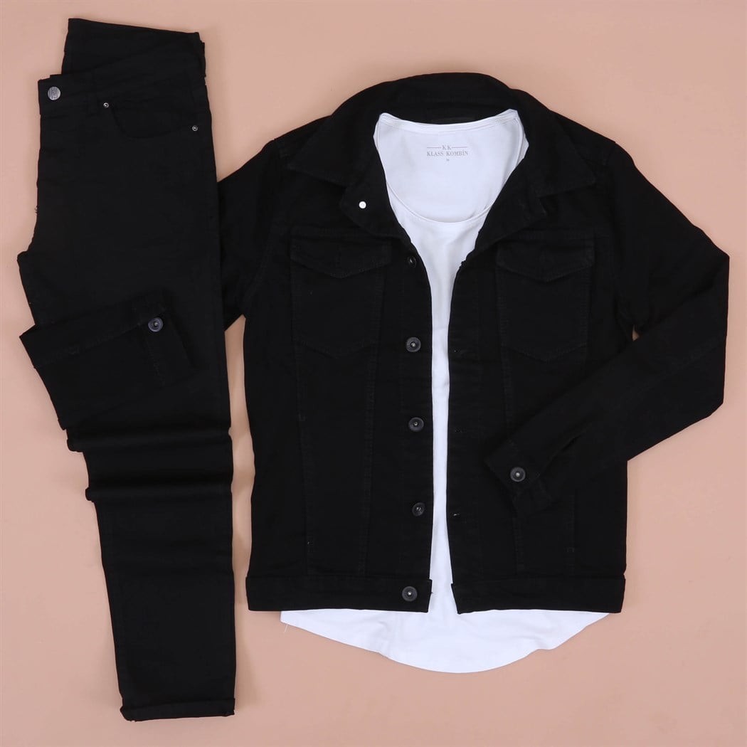 Siyah Kot Ceket Kombini