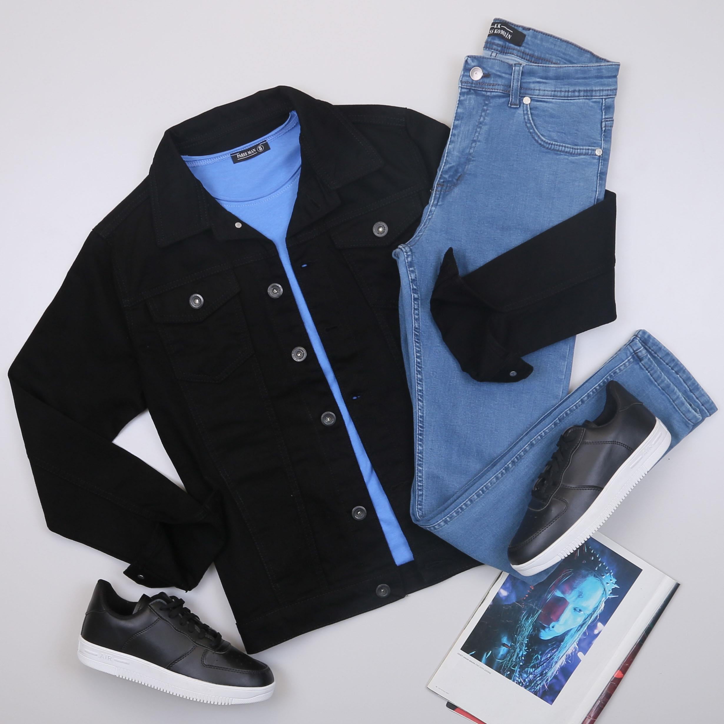 Siyah Kot Ceket Tişört Pantolon Ayakkabı Kombin