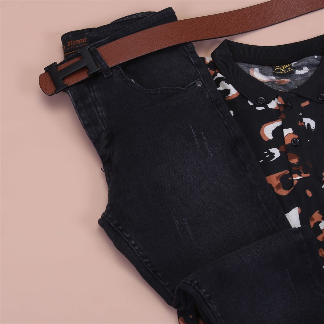 Siyah Kot Polo Tshirt Ayakkabı Kombini