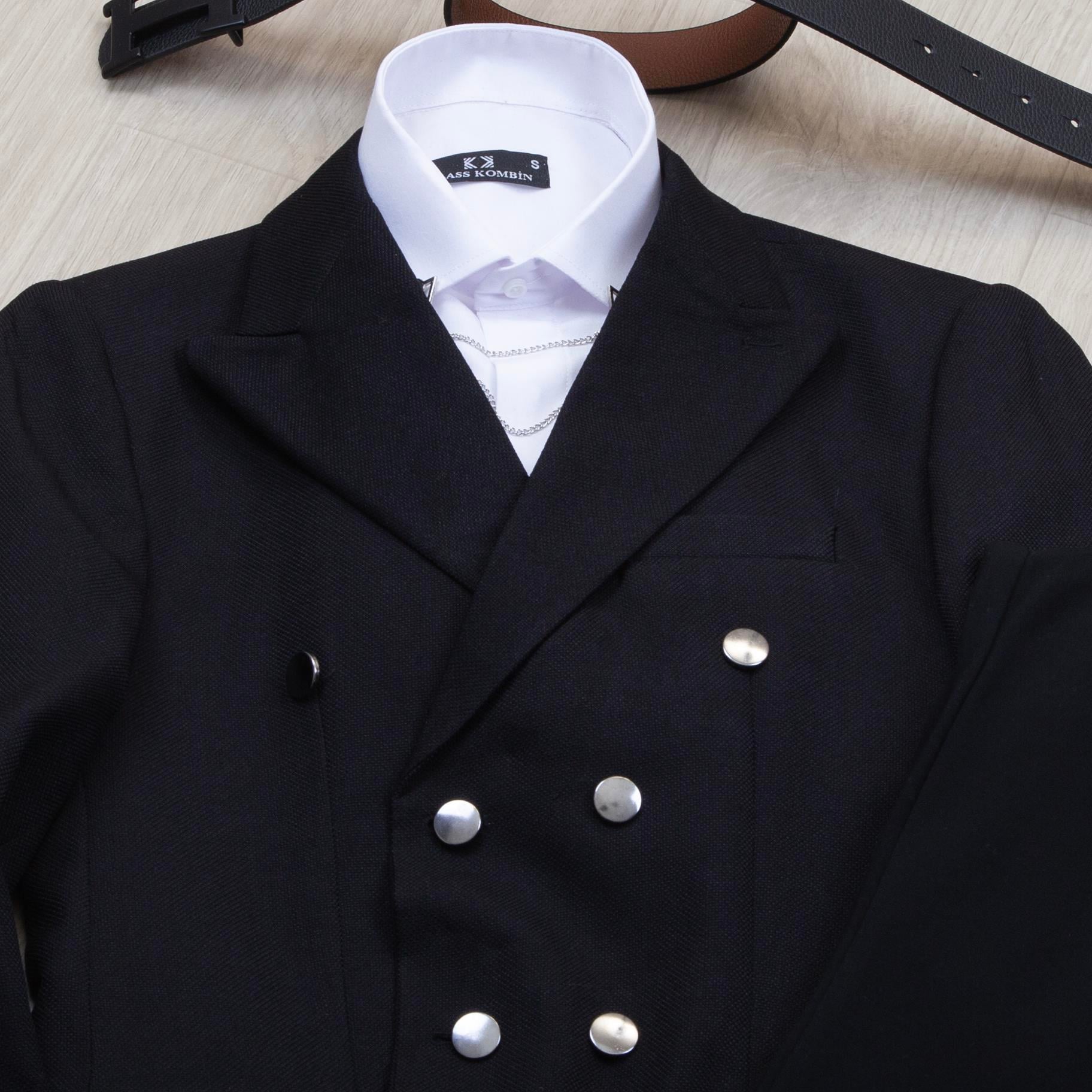 Siyah Kruvaze Blazer Ceket Gömlek Pantolon Ayakkabı Kombin