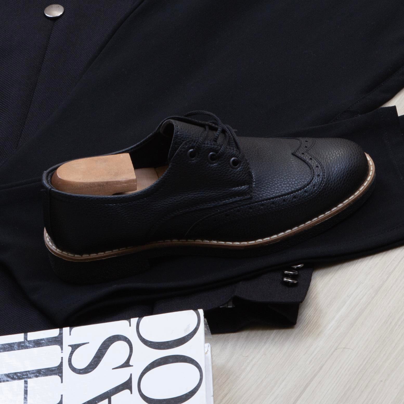 Siyah Kruvaze Blazer Ceket Gömlek Pantolon Ayakkabı Kombin