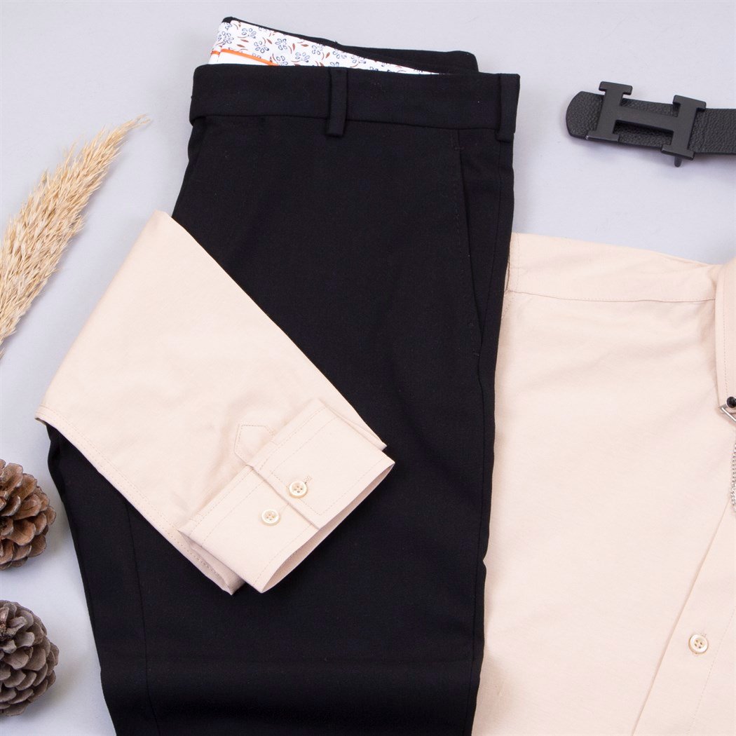 Siyah Kumaş Pantolon Gömlek Ayakkabı Kombin