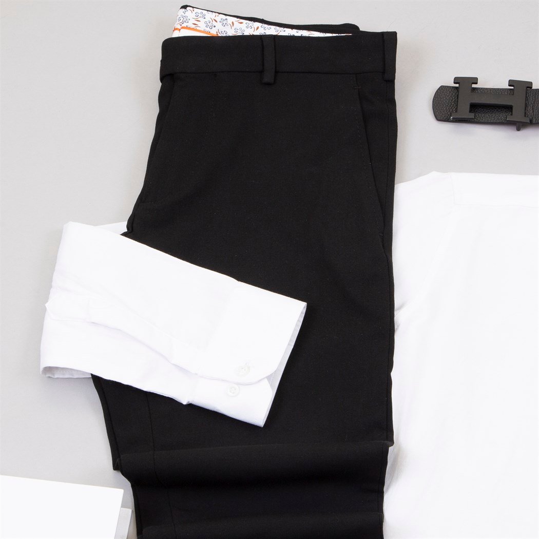 Siyah Kumaş Pantolon Gömlek Ayakkabı Kombin