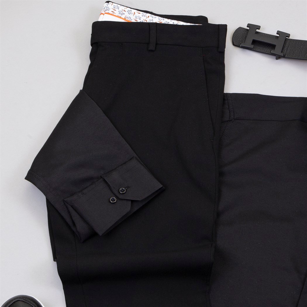 Siyah Kumaş Pantolon Gömlek Ayakkabı Kombin