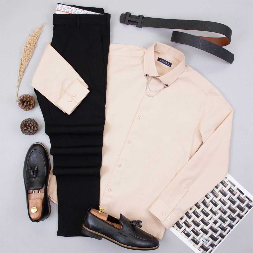 Siyah Kumaş Pantolon Gömlek Ayakkabı Kombin