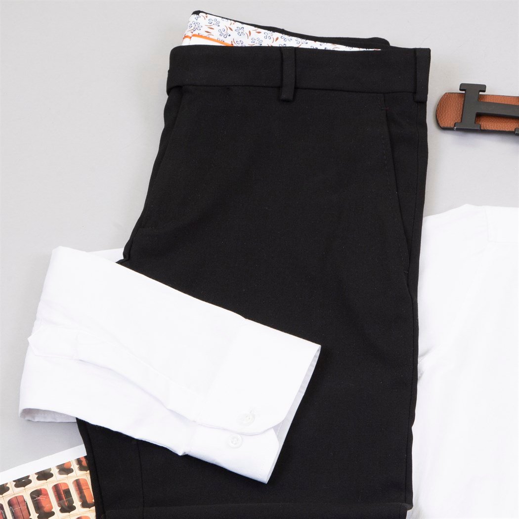 Siyah Kumaş Pantolon Gömlek Ayakkabı Kombin