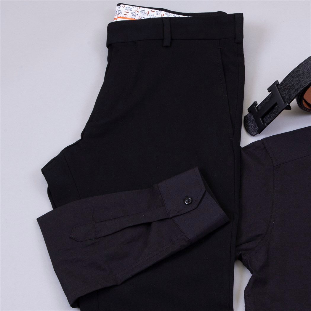 Siyah Kumaş Pantolon Gömlek Ayakkabı Kombin