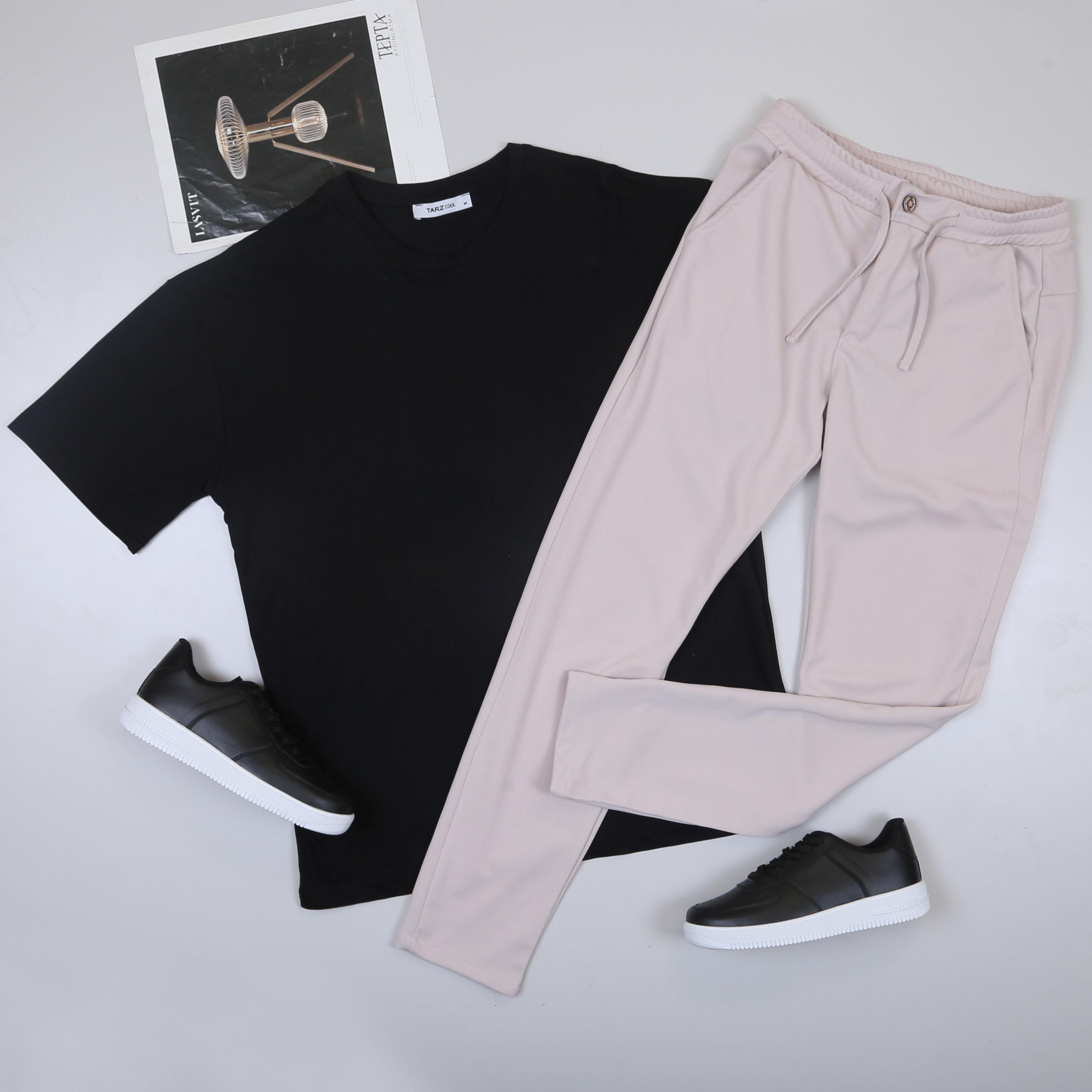 Siyah Oversize Tişört Pantolon Ayakkabı Kombin