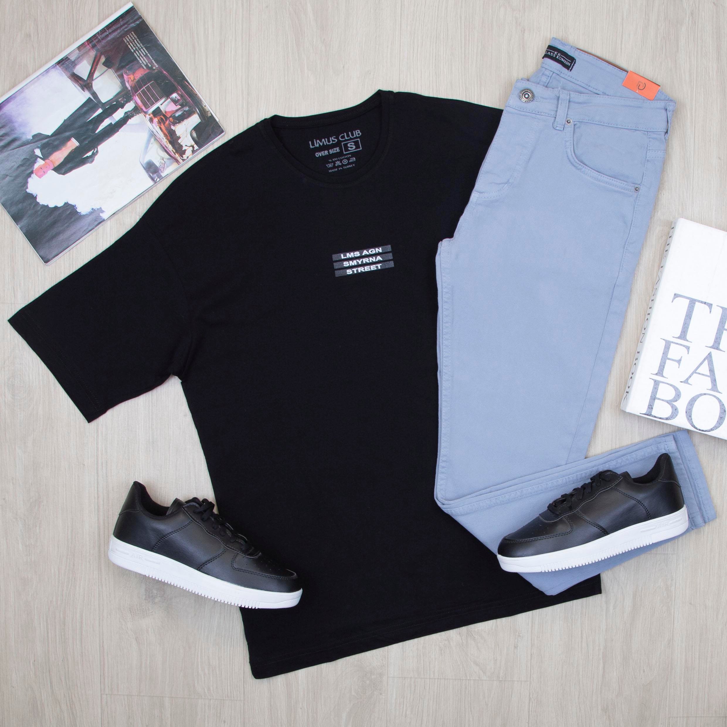 Siyah Oversize Tişört Pantolon Ayakkabı Kombin