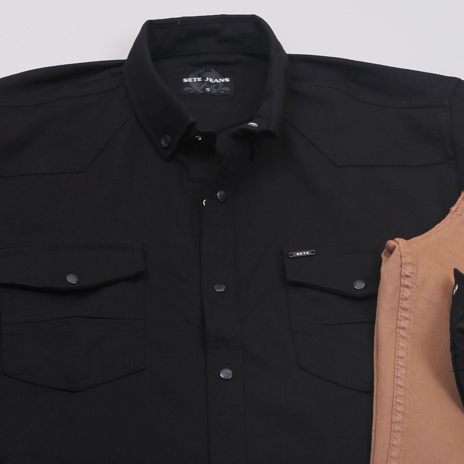 Siyah Pamuklu Kot Gömlek Tişört Pantolon Ayakkabı Kombin