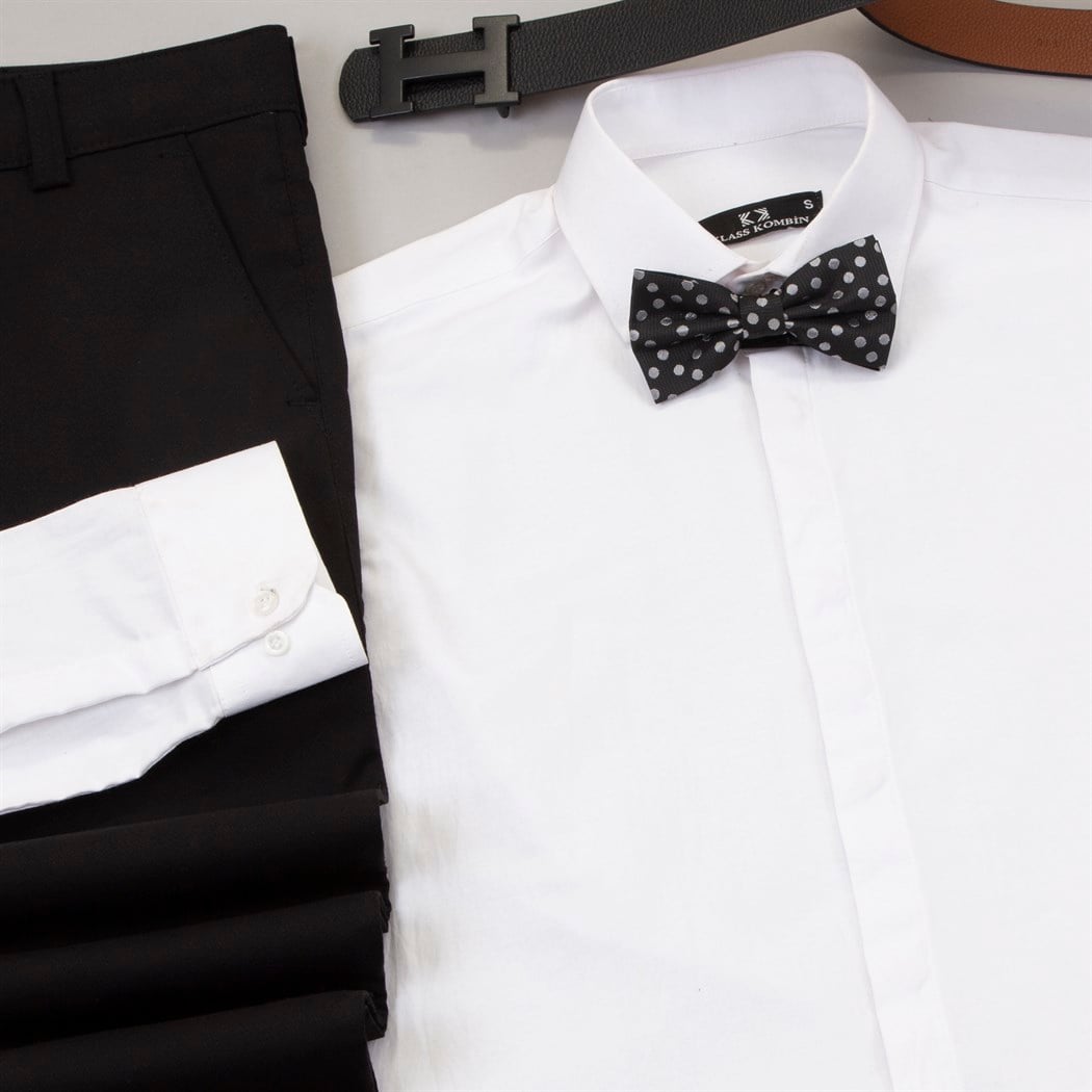 Siyah Pantolon Gömlek Papyon Ayakkabı Kombin