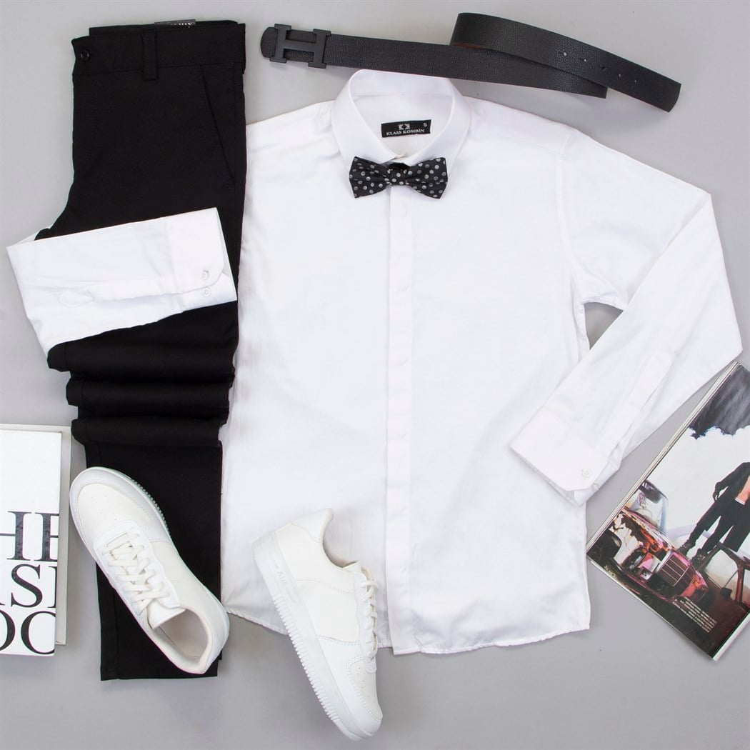 Siyah Pantolon Gömlek Papyon Ayakkabı Kombin