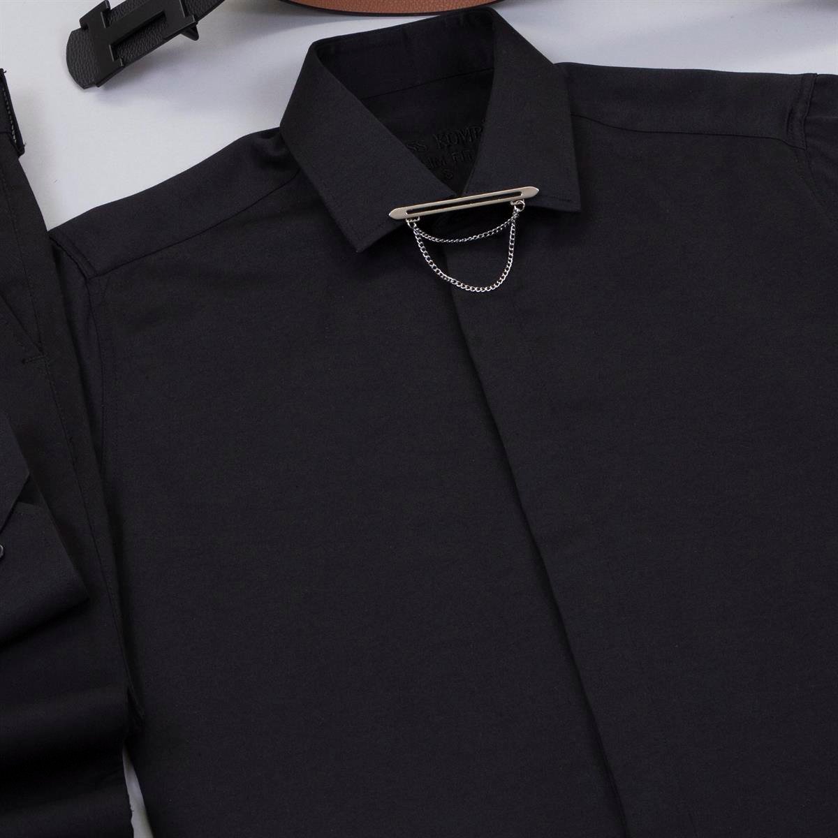 Siyah Pantolon Siyah Gömlek Ayakkabı Kombin