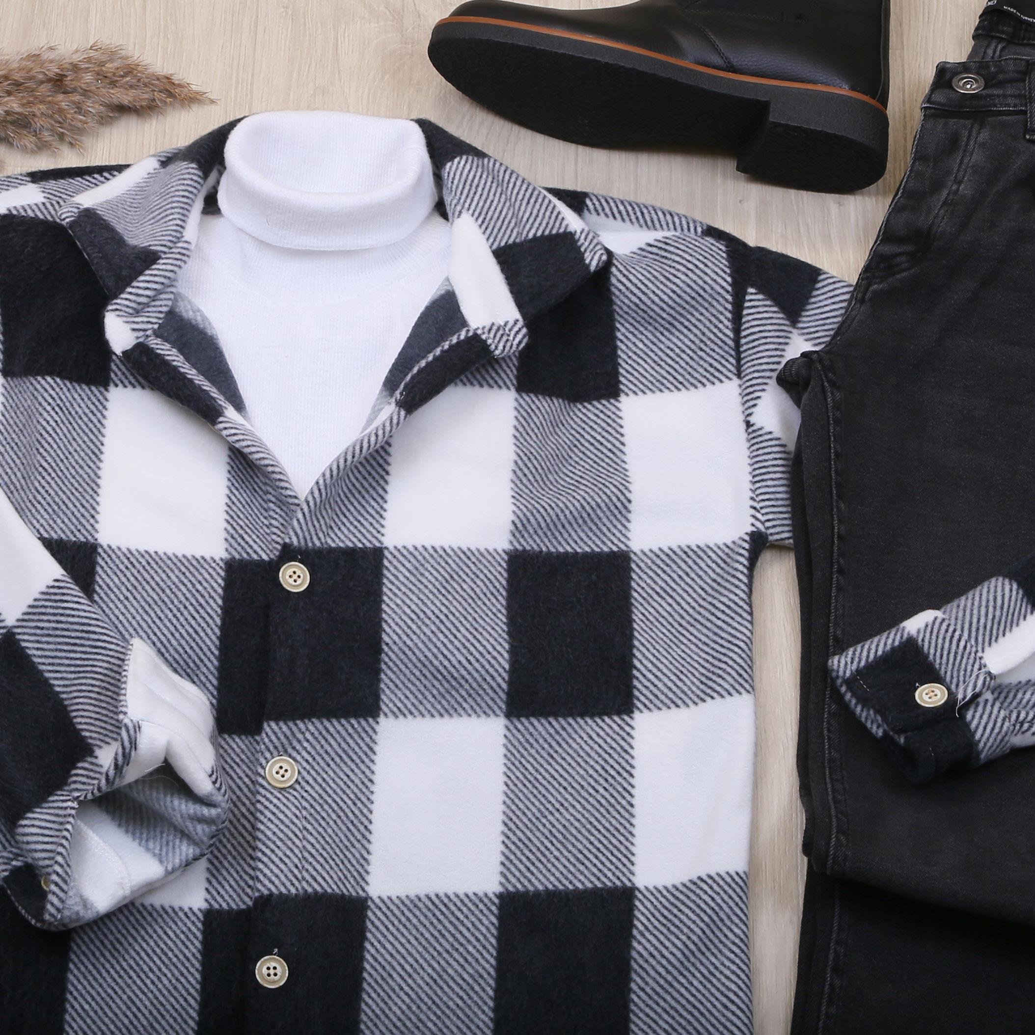 Siyah Polar Gömlek Body Pantolon Bot Kombin