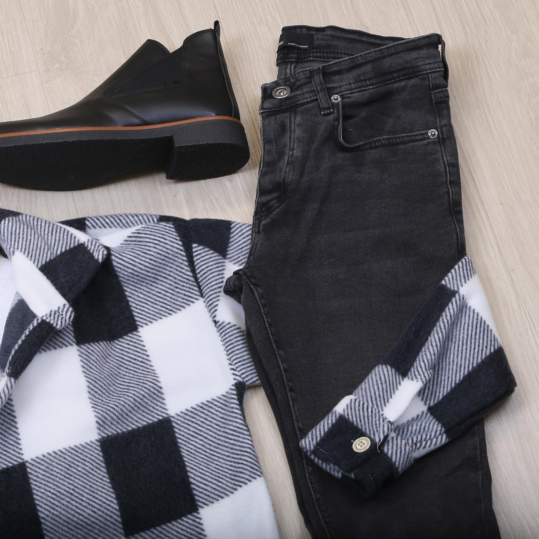 Siyah Polar Gömlek Body Pantolon Bot Kombin