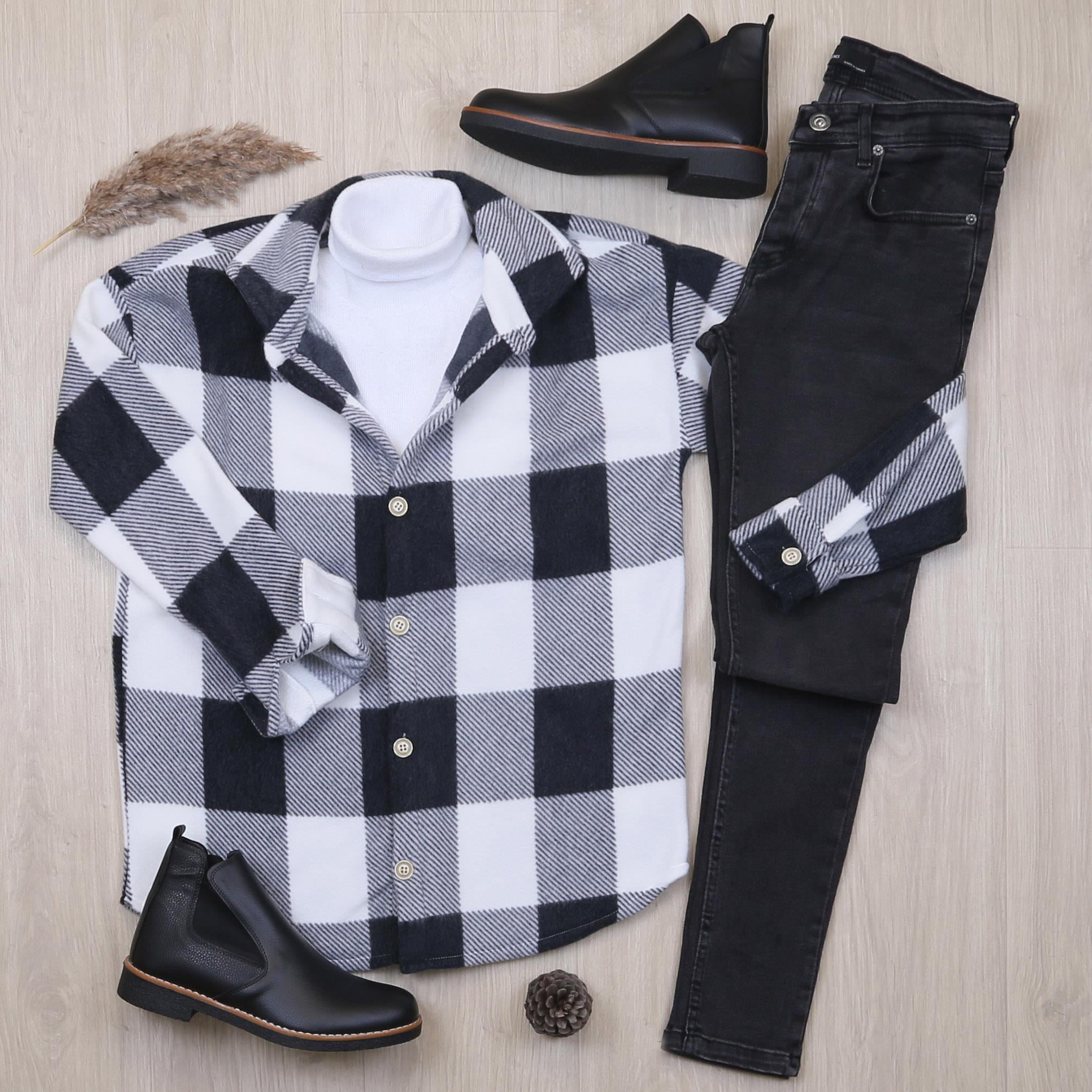Siyah Polar Gömlek Body Pantolon Bot Kombin