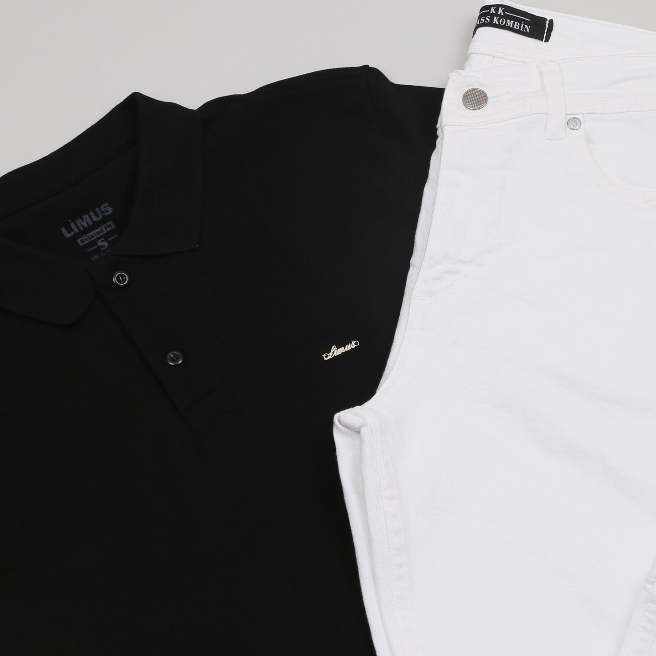 Siyah Polo Yaka Tişört Kot Pantolon Kombini Erkek | Slim Fit Şık Günlük Set