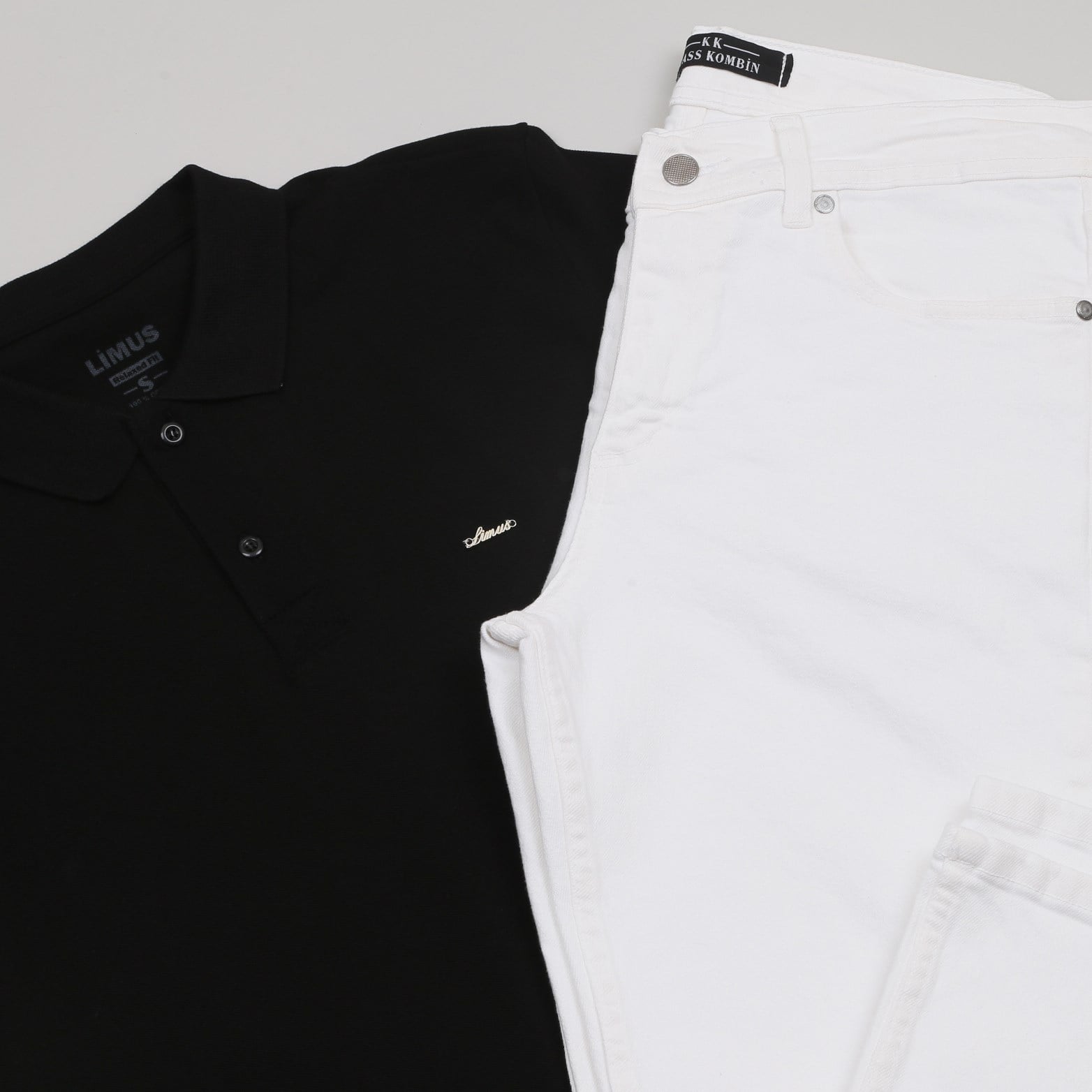 Siyah Polo Yaka Tişört Kot Pantolon Kombini Erkek | Slim Fit Şık Günlük Set