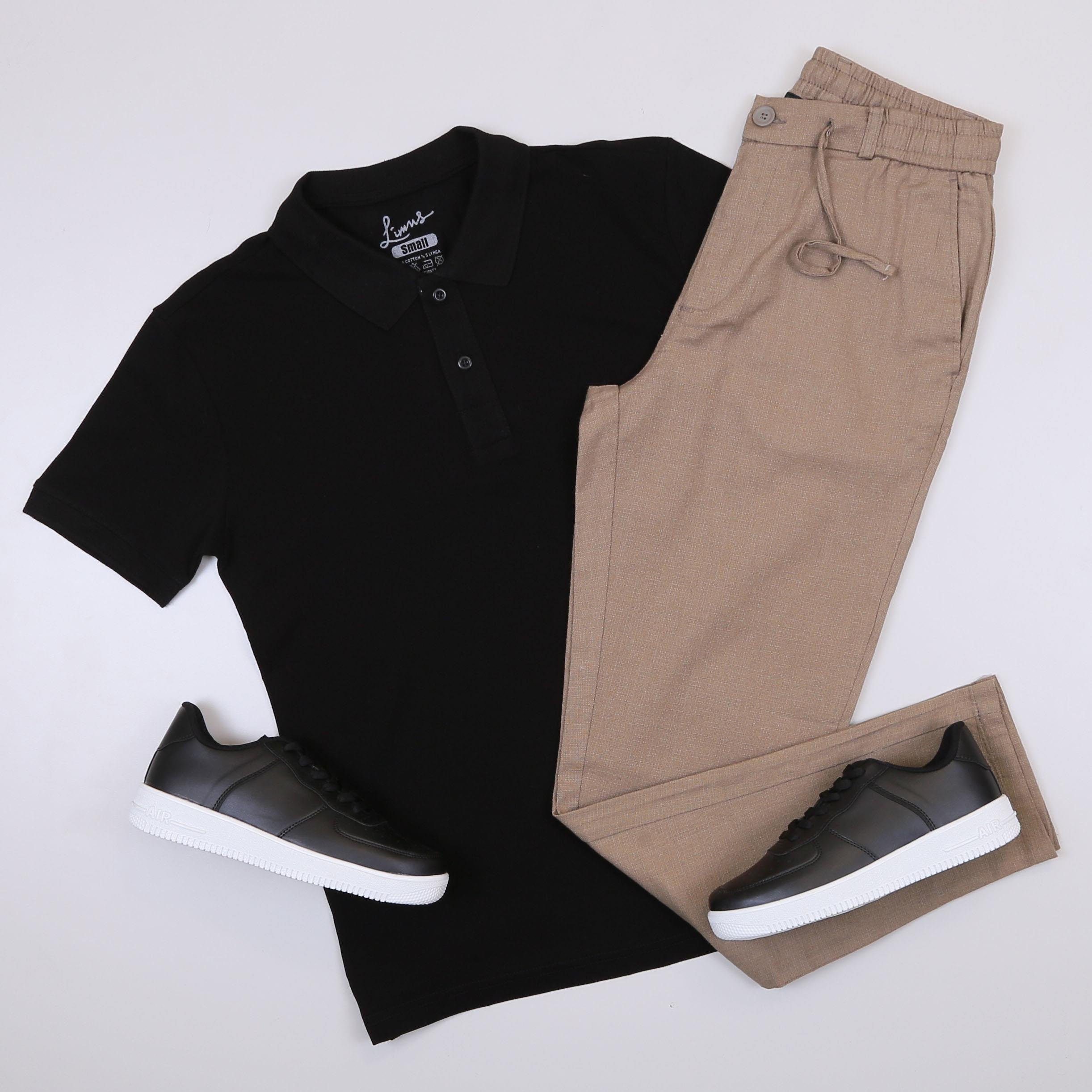 Siyah Polo Yaka Tişört Pantolon Ayakkabı Kombin