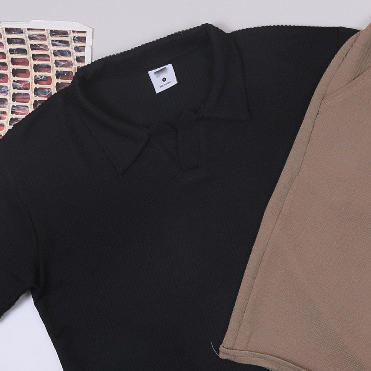 Siyah Polo Yaka Tişört Şort  Ayakkabı Kombin