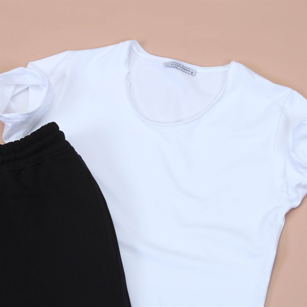 Siyah Short Basic Tshirt kombini