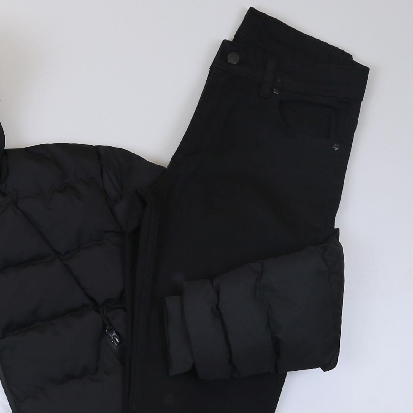 Siyah Şişme Mont Boğazlı Body Pantolon Bot Kombin