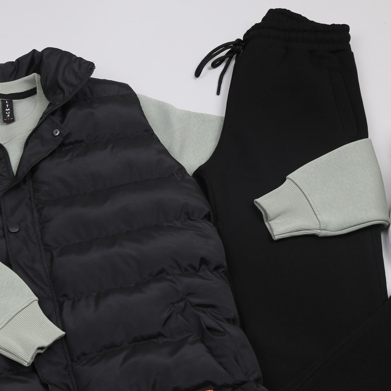 Siyah Şişme Yelek Sweat Eşofman Ayakkabı Kombin