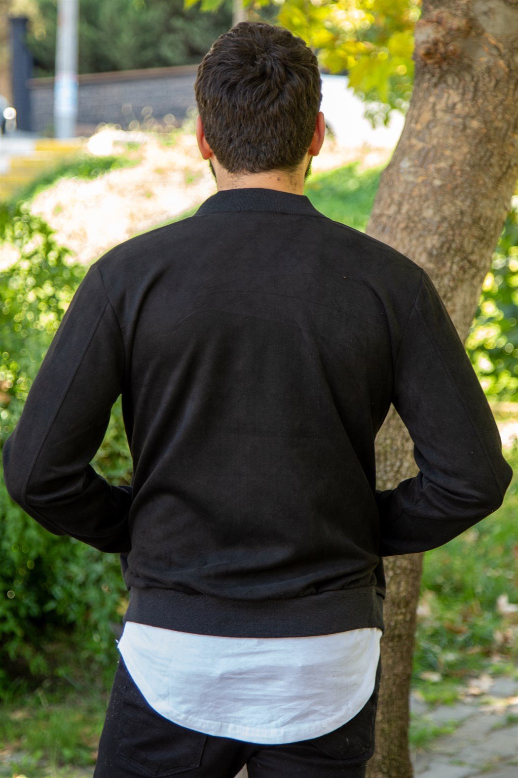 Siyah slim fit süet ceket