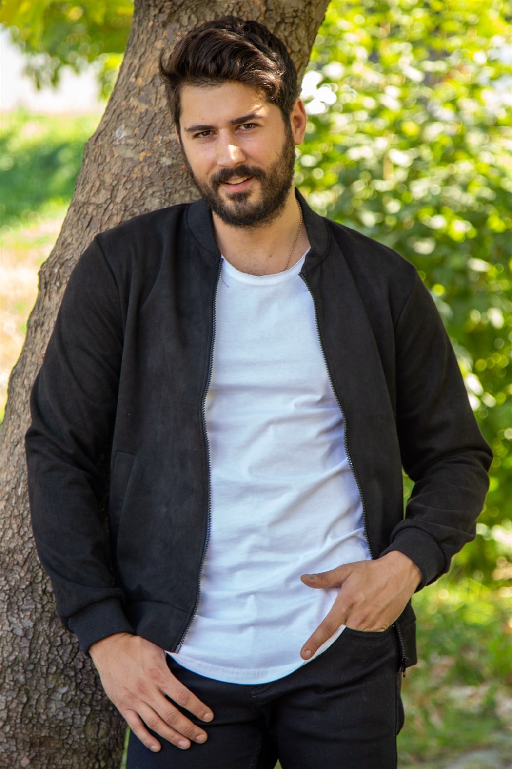 Siyah slim fit süet ceket