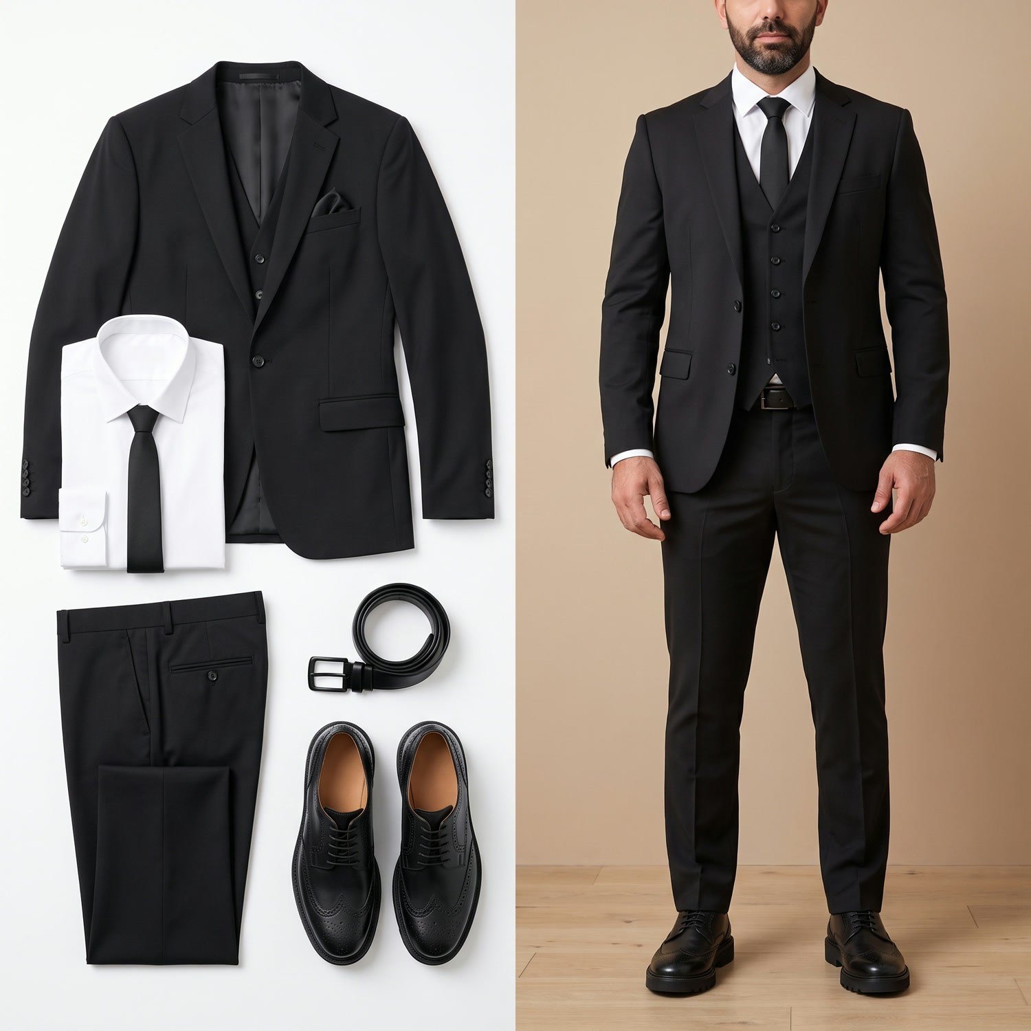Siyah Takım Elbise Kombini Erkek | Slim Fit Şık Komple Set 