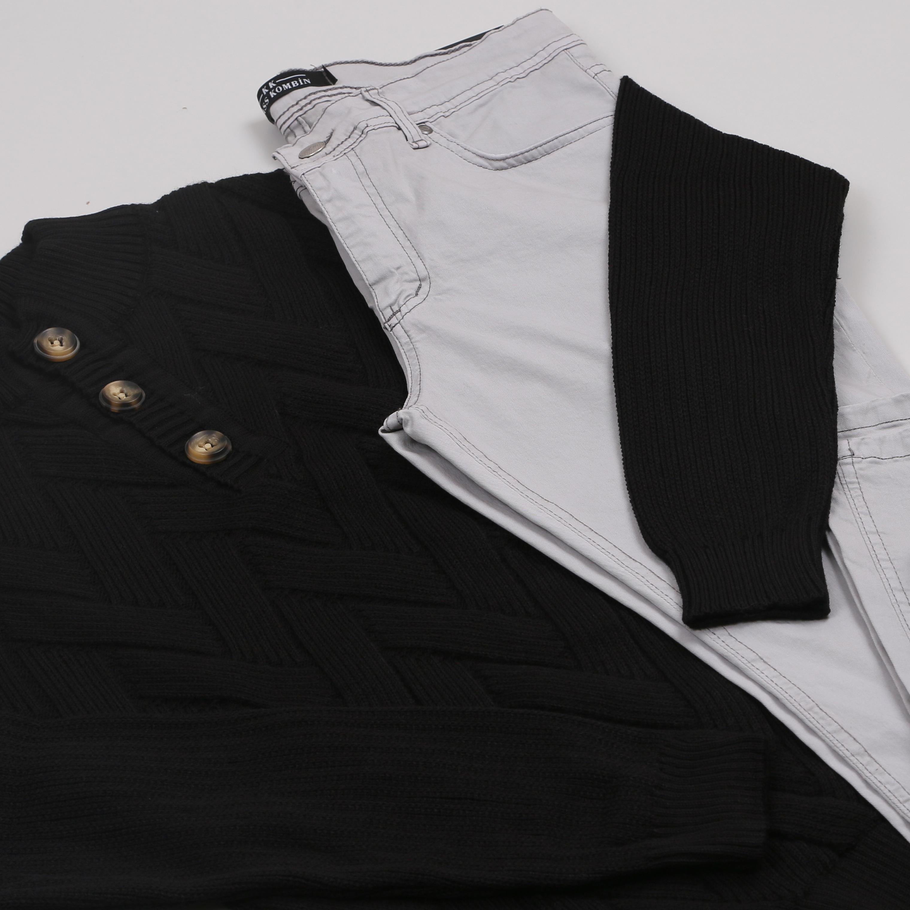 Siyah Triko Kazak Kot Pantolon Ayakkabı Kombini