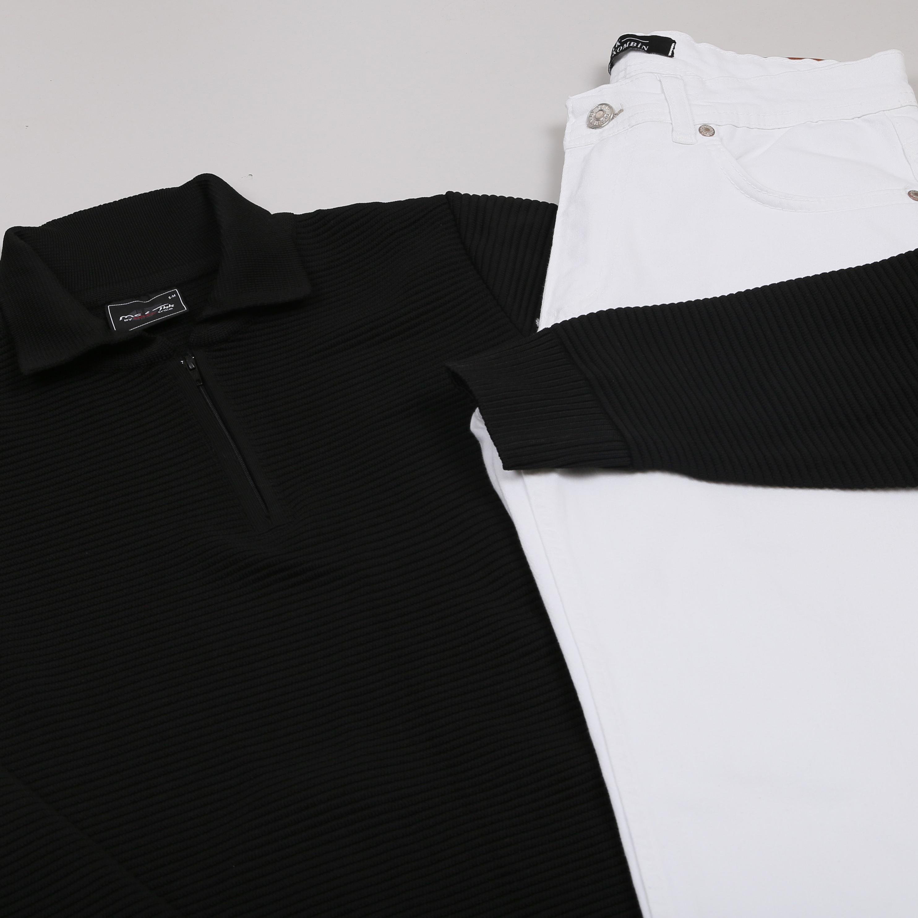 siyah triko polo yaka kombini