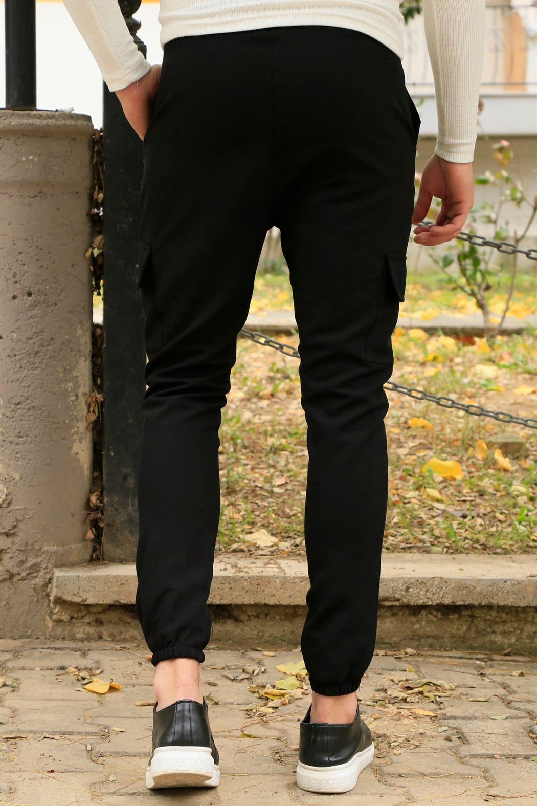 Siyah Yan Cepli Jogger Pantolon