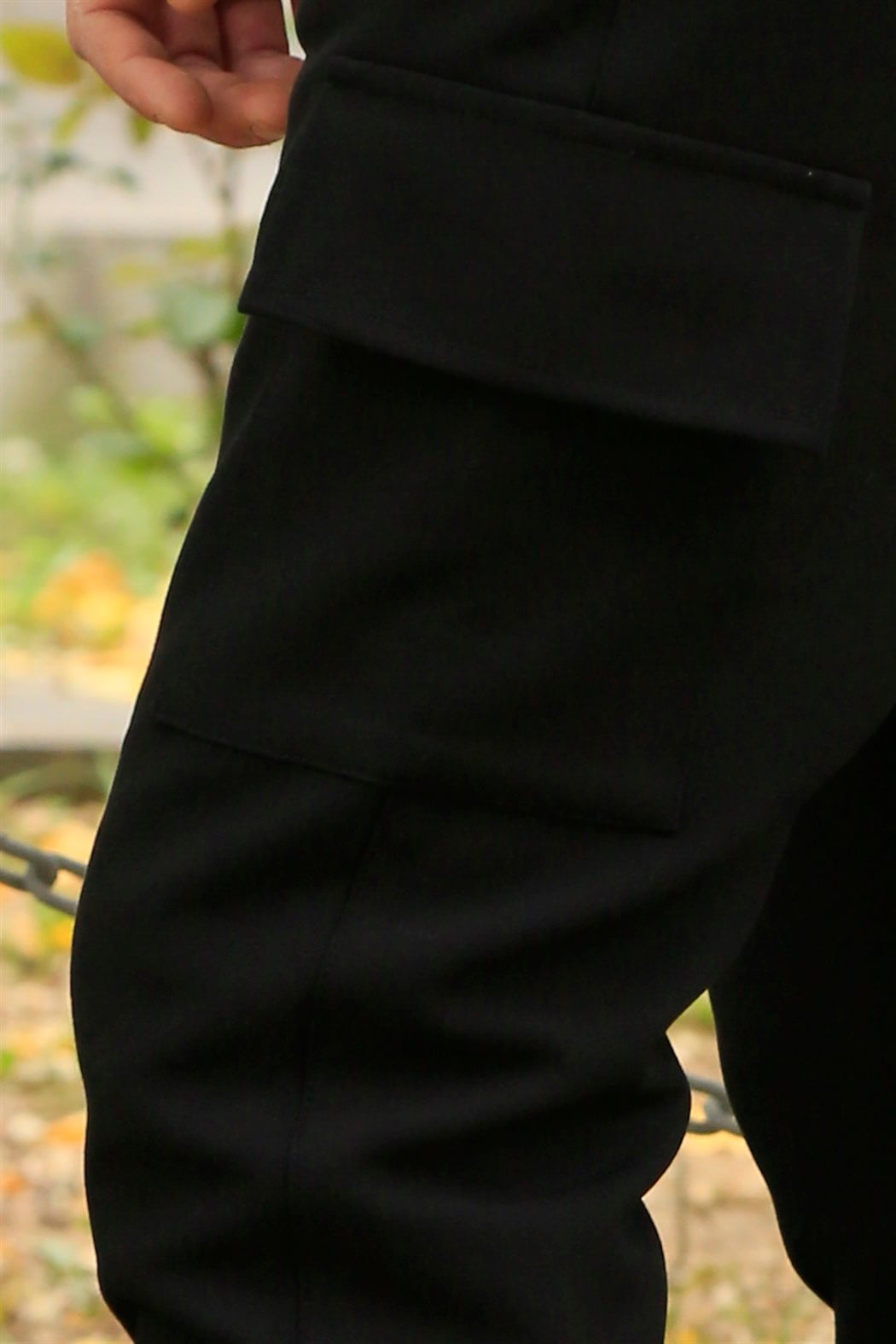 Siyah Yan Cepli Jogger Pantolon