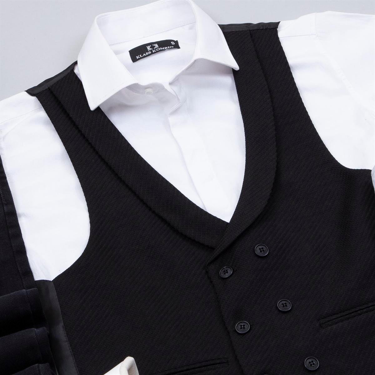 Siyah Yelek Gömlek Pantolon Ayakkabı Kombin